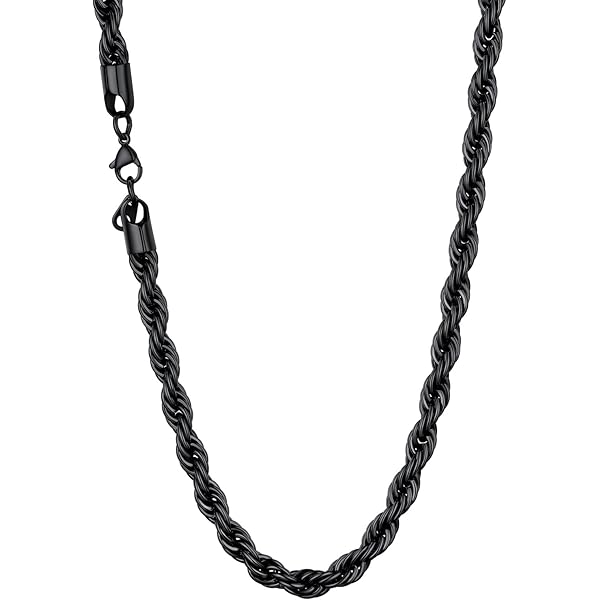 アクセサリー CTHY ORIGINAL CHAIN 4WAY NECKLACE Foxtail Chain Necklace 4mm Solid Stainless Steel & Black Ion